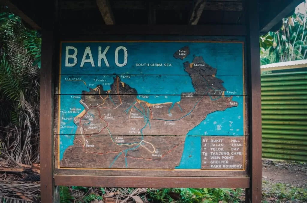 Map of the trails at Bako National Park