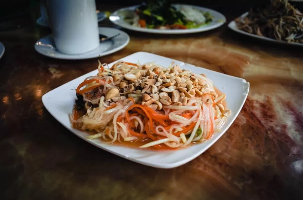 Vegan food in Vietnam: papaya salad