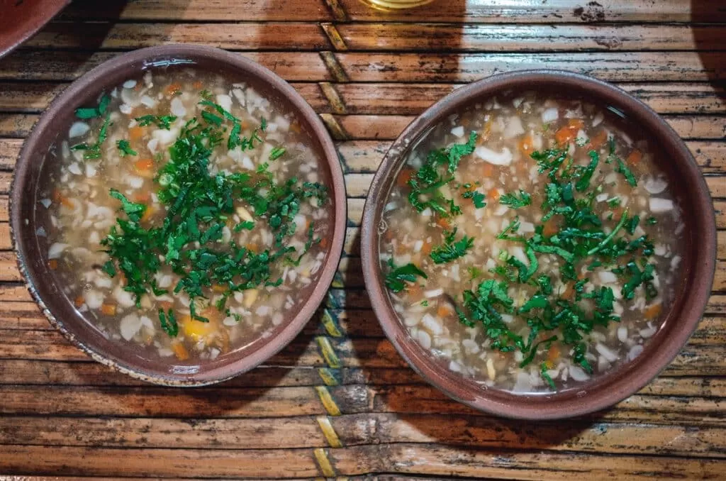 Vegan food in Vietnam: mushroom soup