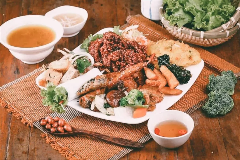 Peace vegan buffet restaurant in Hanoi, Vietnam