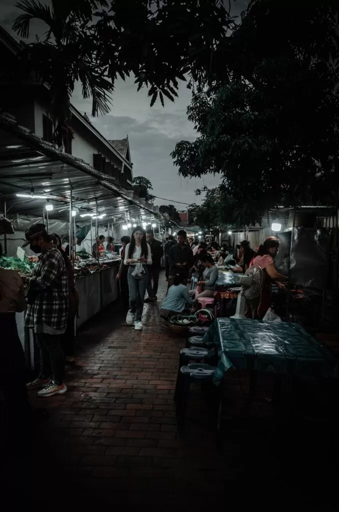 Side street of Luang Prabang Night Market, Laos