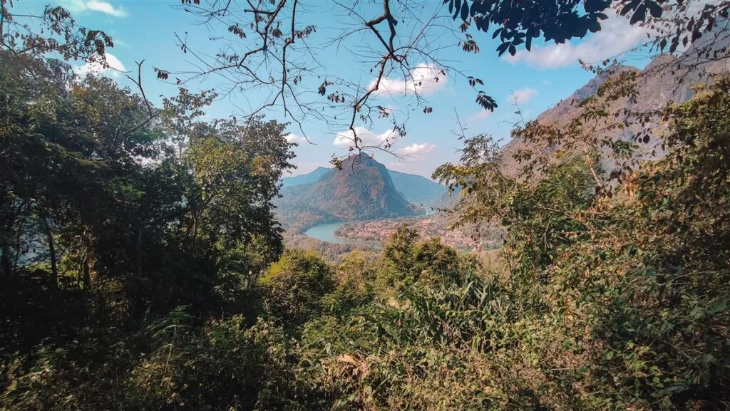 View half-way climbing pha Deang Peak in Laos to Nong Khiaw Viewpoint