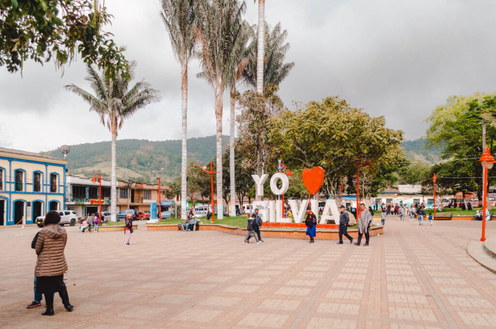 Main square of Silvia, Colombia