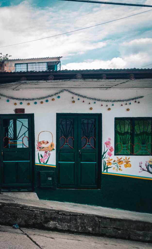 San Agustin, Colombia: colorful building lining the street