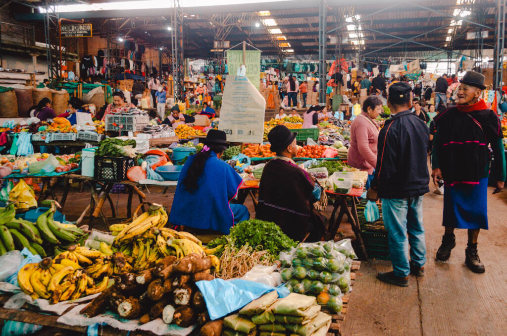 Sellers at he Guambino market in Silvia, Colombia