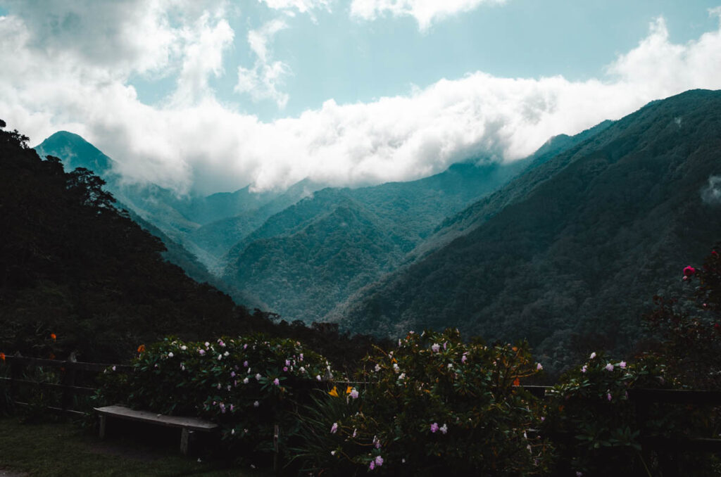 Cocora Valley hike, Colombia: the view over the mountains from finca Montana