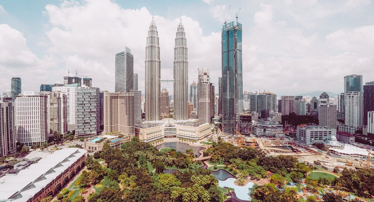 Skyline Kuala Lumpur, Malaysia with the famous Petronas Towers in the back.